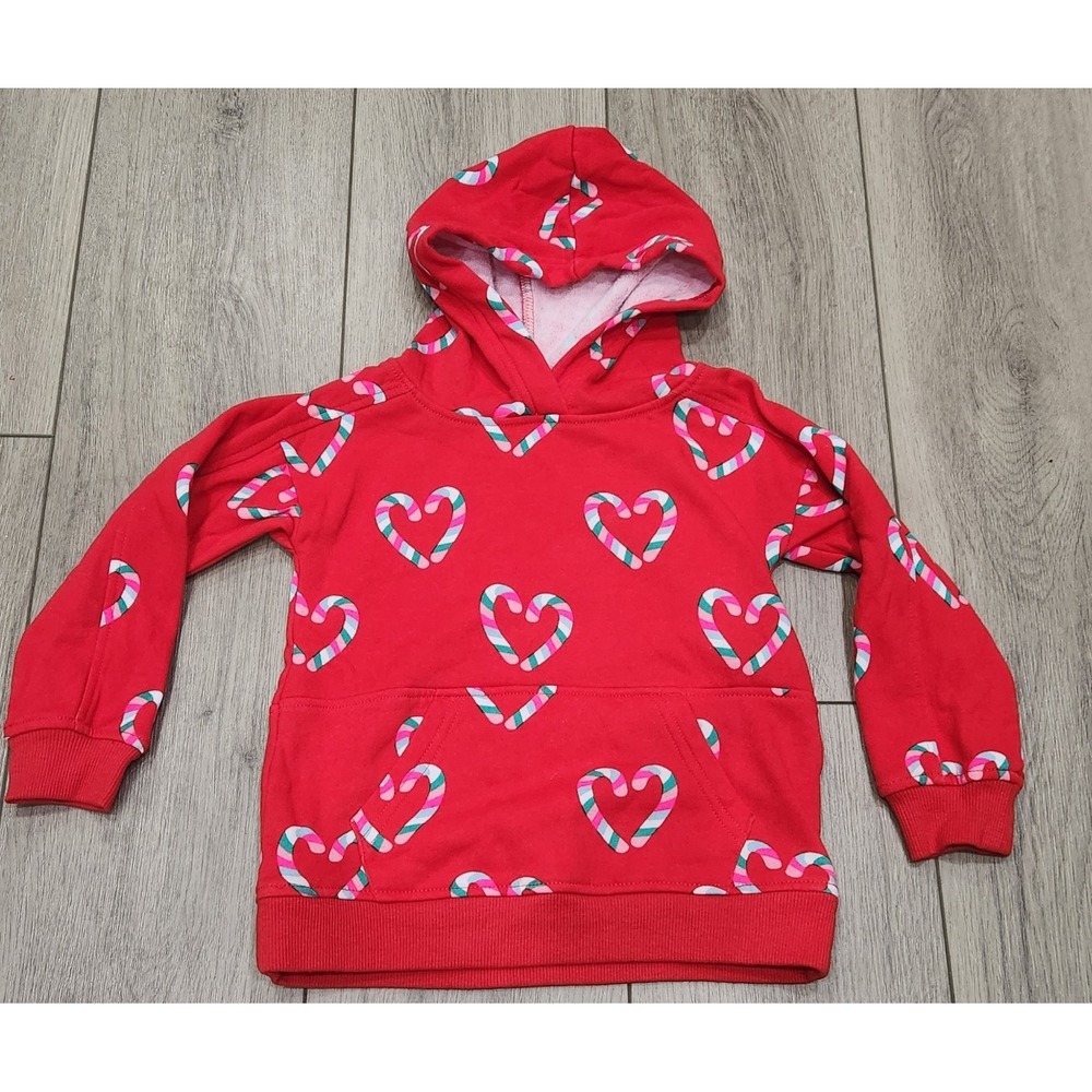 Girls Hoodie‎ Candy Cane Hearts Red Holiday Cabana By Crown & Ivy Christmas 3T